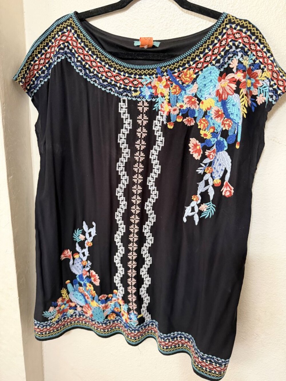 Black April Sky Embroidered Dress – Size Large (Like New)
